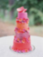 Metallic fuchsia wedding cake