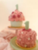 Pink rose smash cake for 1st birthday