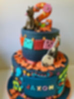 Coco birthday cake in bright colours